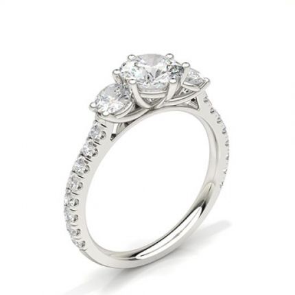 Prong Setting Trilogy Diamond Engagement Ring