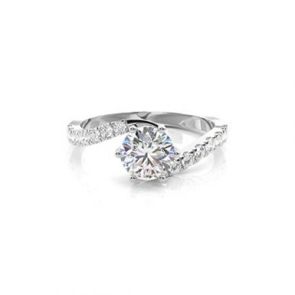 Prong Set Round Side Stone Diamond Engagement Ring